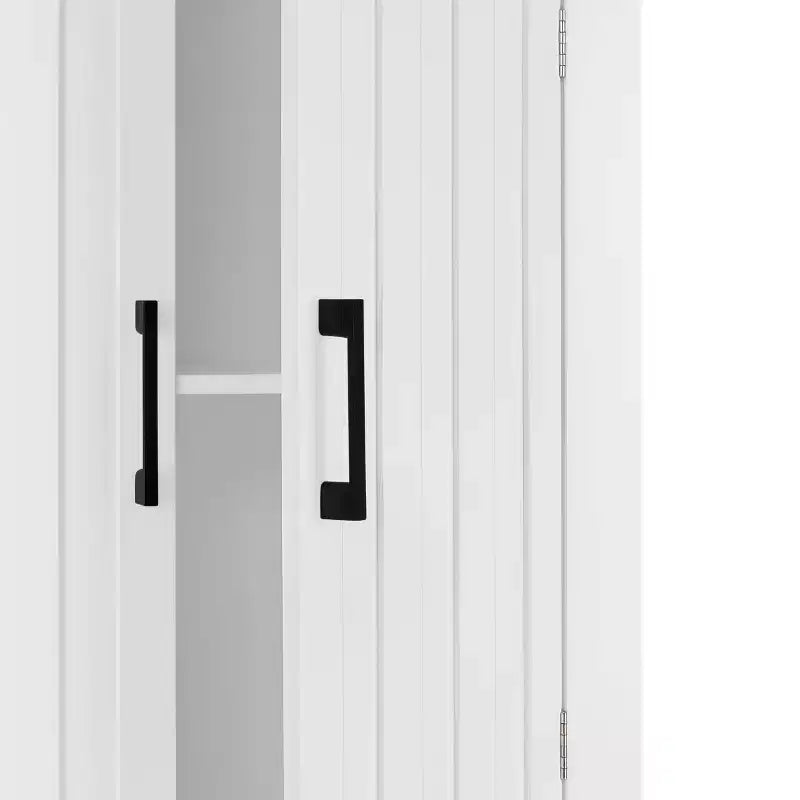 RiverRidge Monroe Tall Corner Bathroom Cabinet Storage Organizer with Doors and an Adjustable Shelf - White