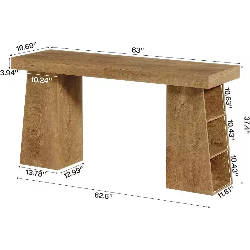 Lantine 63-Inch Long Bar Table with Storage, Counter Height Pub Table Home Bar Unit with Storage Shelves for Dining Room, Coffee Corner, Bistro