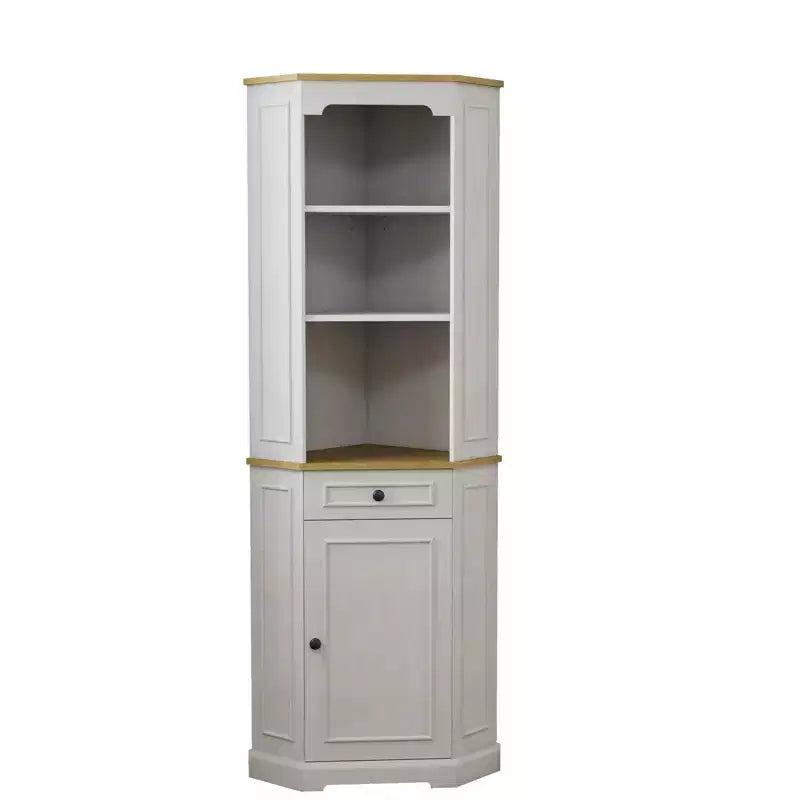 68 Tall Corner Cabinet, 3 Tier Freestanding Bar Storage Cabinet, Corner Bathroom Cabinet