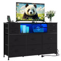 10-Drawer Fabric Dresser with Lights,Entertainment Center TV Stand for 40-55 TV, Storage Cabinet for Bedroom, Living Room & Hallway