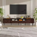 GDFStudio Rishi 78 Modern TV Stand with Diamond Interwoven Pattern and Metal Legs