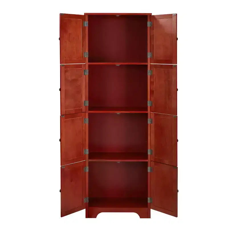 72 Freestanding Tall Storage Cabinet with Doors, Wood Grain Finish, Multi-Purpose Bookshelf Cabinet for Living Room or Office-Panipeachy