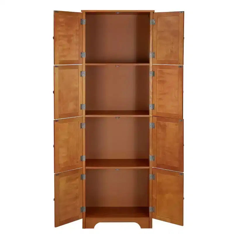 72 Freestanding Tall Storage Cabinet with Doors, Wood Grain Finish, Multi-Purpose Bookshelf Cabinet for Living Room or Office-Panipeachy