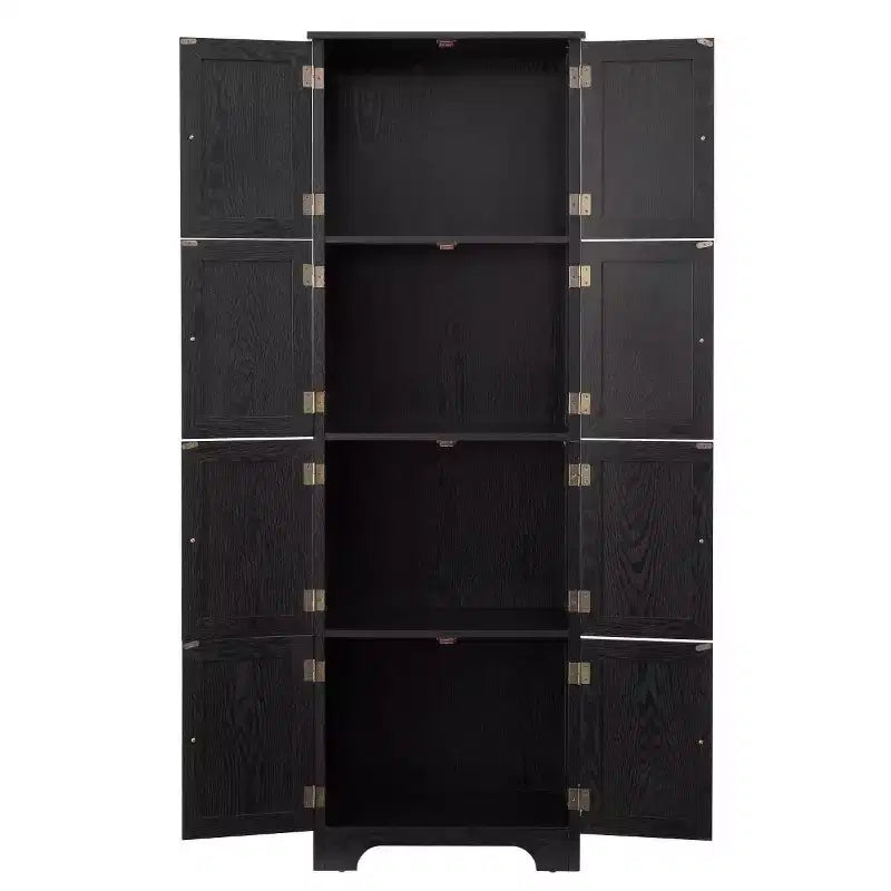 72 Freestanding Tall Storage Cabinet with Doors, Wood Grain Finish, Multi-Purpose Bookshelf Cabinet for Living Room or Office-Panipeachy