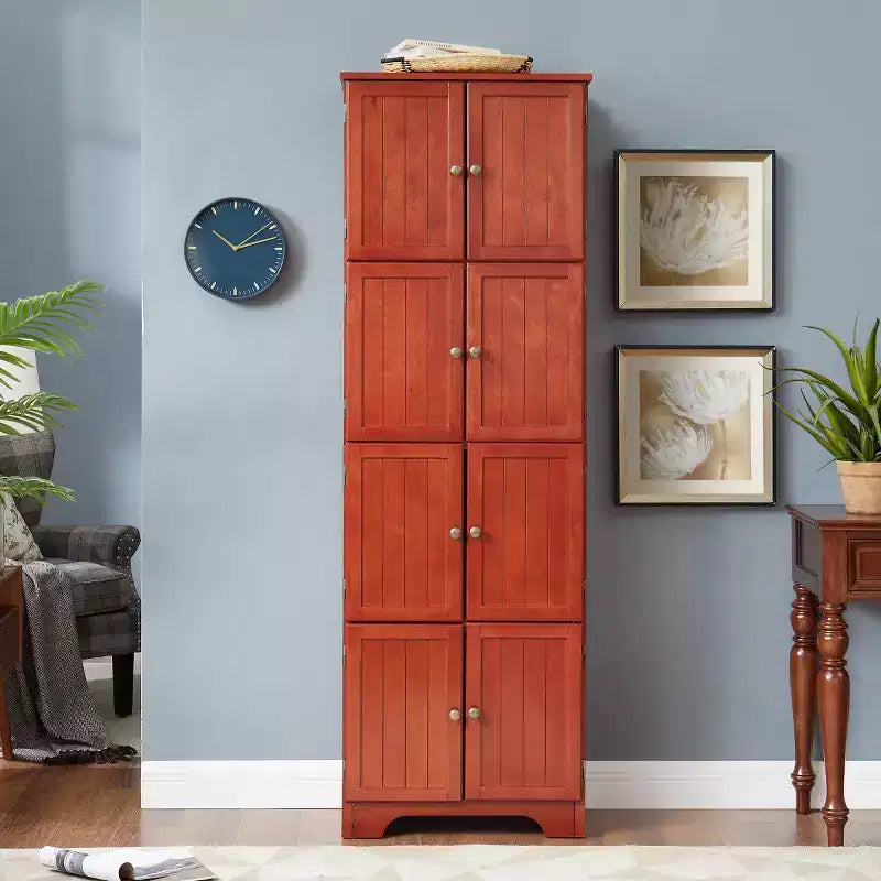 72 Freestanding Tall Storage Cabinet with Doors, Wood Grain Finish, Multi-Purpose Bookshelf Cabinet for Living Room or Office-Panipeachy