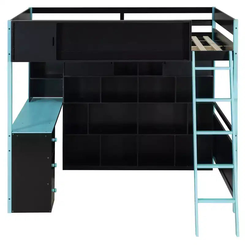 GDF Studio Schultz Wood Loft Bed with Desk, Ample Storage Space and Light