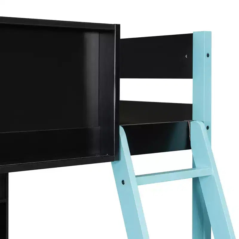GDF Studio Schultz Wood Loft Bed with Desk, Ample Storage Space and Light