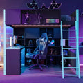 GDF Studio Schultz Wood Loft Bed with Desk, Ample Storage Space and Light