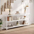 Lantine 70.9-Inch Extra Long Console Table, Industrial Sofa Table with Metal Frame and Storage for Living Room, Entryway, Hallway, White