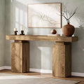 Lantine 63-Inch Long Console Table, Farmhouse Entryway Table Behind Couch, Hallway Accent for Living Room, Entrance, Natural Wood Finish