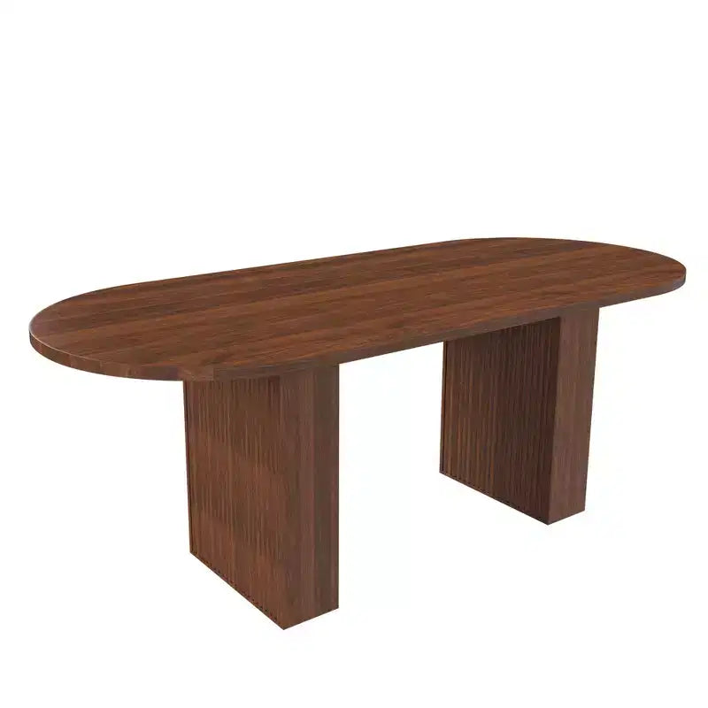 MAYEERTY Oval Modern Farmhouse Dining Table for 6, Walnut Veneer MDF Kitchen Table with Waterproof Scratch-Resistant Surface