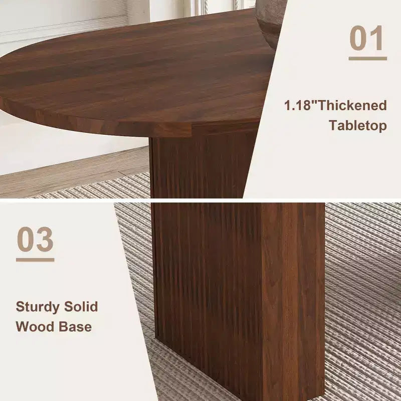 MAYEERTY Oval Modern Farmhouse Dining Table for 6, Walnut Veneer MDF Kitchen Table with Waterproof Scratch-Resistant Surface