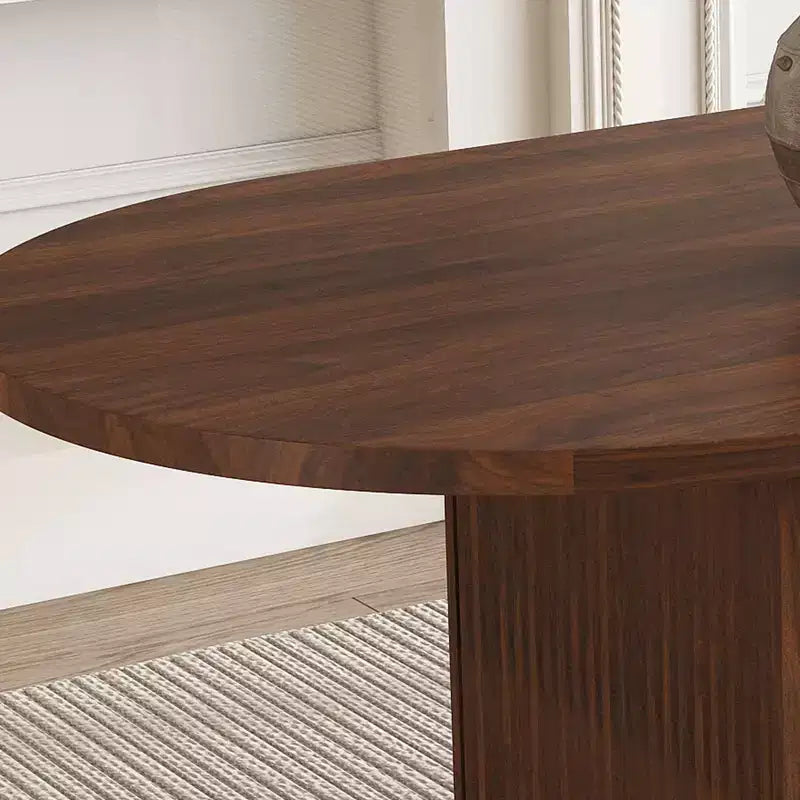 MAYEERTY Oval Modern Farmhouse Dining Table for 6, Walnut Veneer MDF Kitchen Table with Waterproof Scratch-Resistant Surface