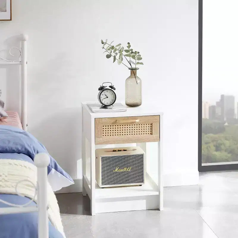 Nightstand with Drawer, Bedside Accent Table with Storage Space for Living Room, Bedroom - Panipeachy