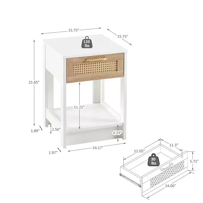 Nightstand with Drawer, Bedside Accent Table with Storage Space for Living Room, Bedroom - Panipeachy