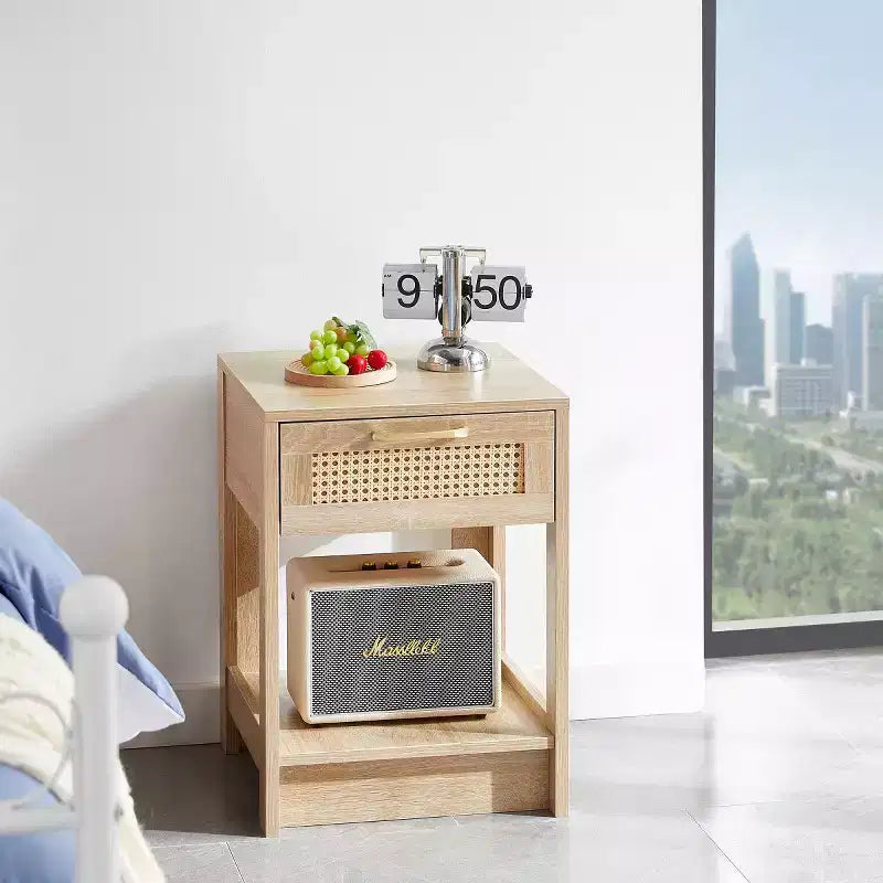 Nightstand with Drawer, Bedside Accent Table with Storage Space for Living Room, Bedroom - Panipeachy