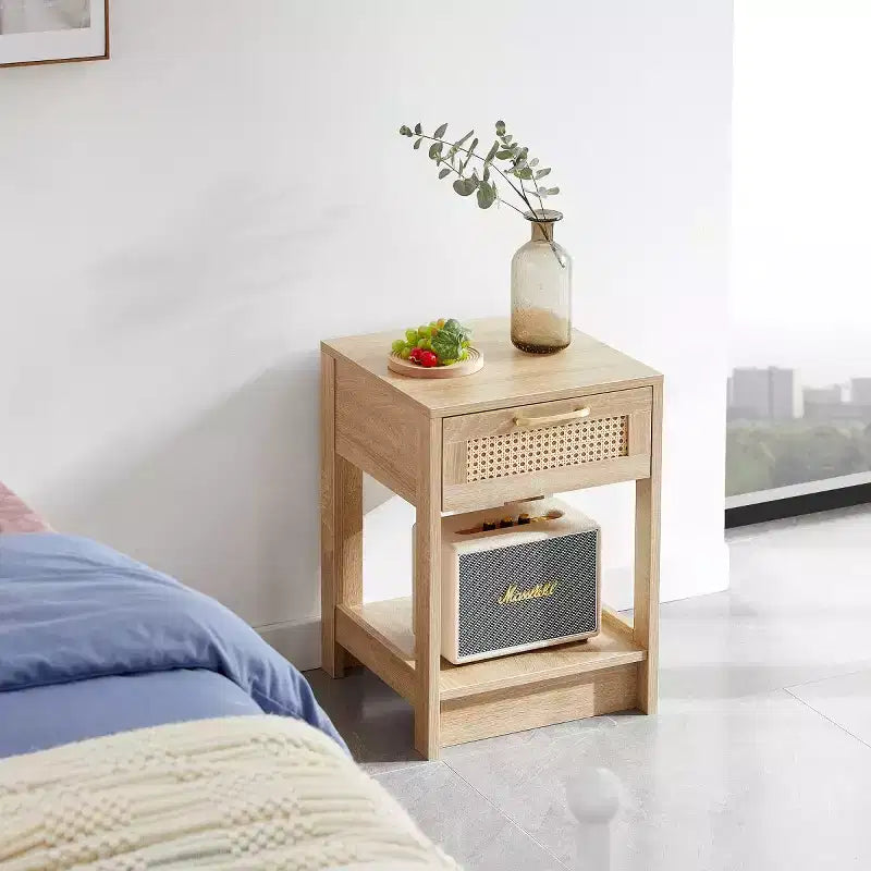 Nightstand with Drawer, Bedside Accent Table with Storage Space for Living Room, Bedroom - Panipeachy
