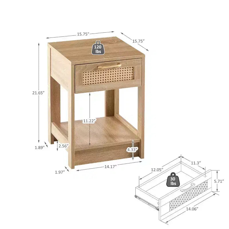 Nightstand with Drawer, Bedside Accent Table with Storage Space for Living Room, Bedroom - Panipeachy