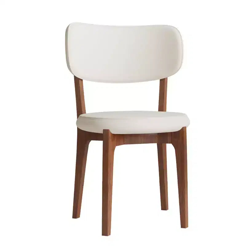 MAYEERTY Set of 2 PU Leather Dining Chairs, Kitchen Chairs with Solid Wood Legs, Chairs for Dining Room, Home, Office, White
