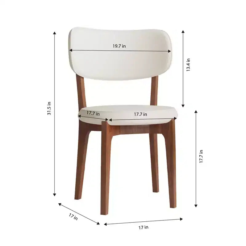 MAYEERTY Set of 2 PU Leather Dining Chairs, Kitchen Chairs with Solid Wood Legs, Chairs for Dining Room, Home, Office, White