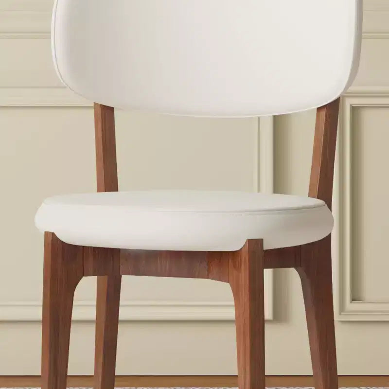 MAYEERTY Set of 2 PU Leather Dining Chairs, Kitchen Chairs with Solid Wood Legs, Chairs for Dining Room, Home, Office, White
