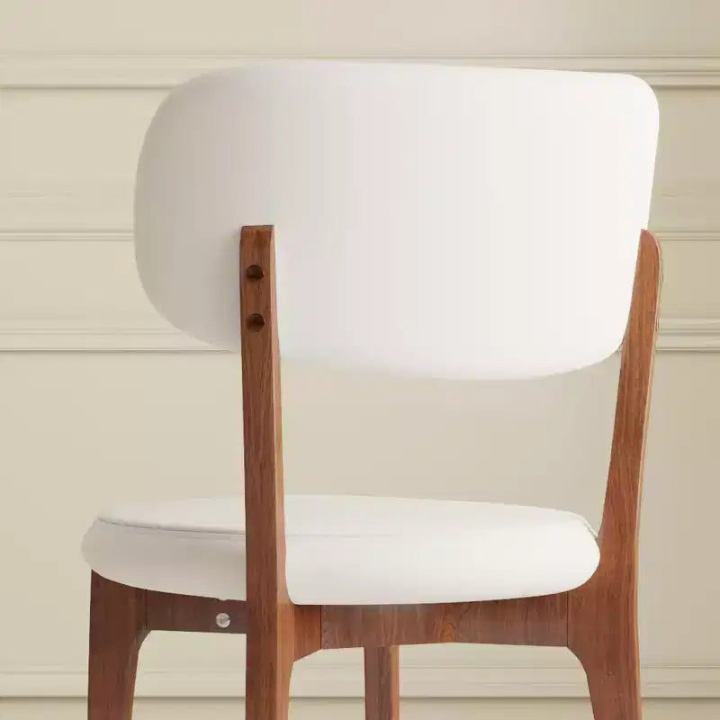 MAYEERTY Set of 2 PU Leather Dining Chairs, Kitchen Chairs with Solid Wood Legs, Chairs for Dining Room, Home, Office, White
