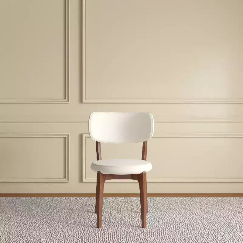 MAYEERTY Set of 2 PU Leather Dining Chairs, Kitchen Chairs with Solid Wood Legs, Chairs for Dining Room, Home, Office, White
