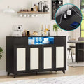 Sideboard Cabinet, Accent Storage Cabinet with 2 Drawers & Doors, Built-in Light & Power Outlet for Kitchen Dining Living Room