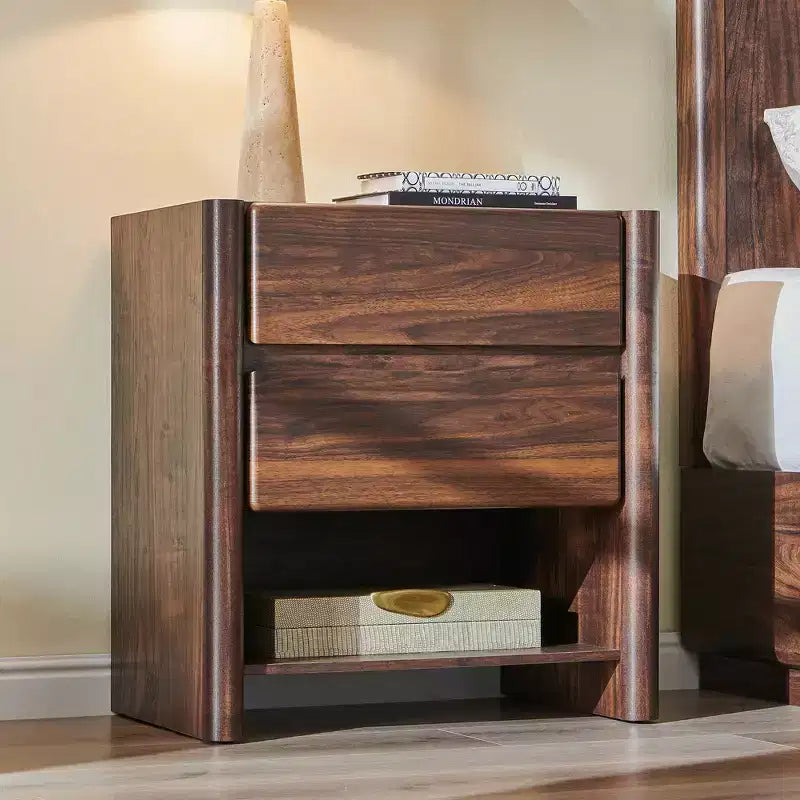 23.6 W Nightstand with 2 Storage Drawers, Modern Wood Night Stand w/Charging Station, Wooden Bedside End Table for Bedroom, Living Room