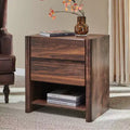 23.6 W Nightstand with 2 Storage Drawers, Modern Wood Night Stand w/Charging Station, Wooden Bedside End Table for Bedroom, Living Room