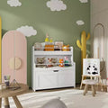ACOINEL Kids Bookshelf & Toy Storage Organizer, White Bookcase with Movable Drawer & Crossbar for Playroom/Nursery