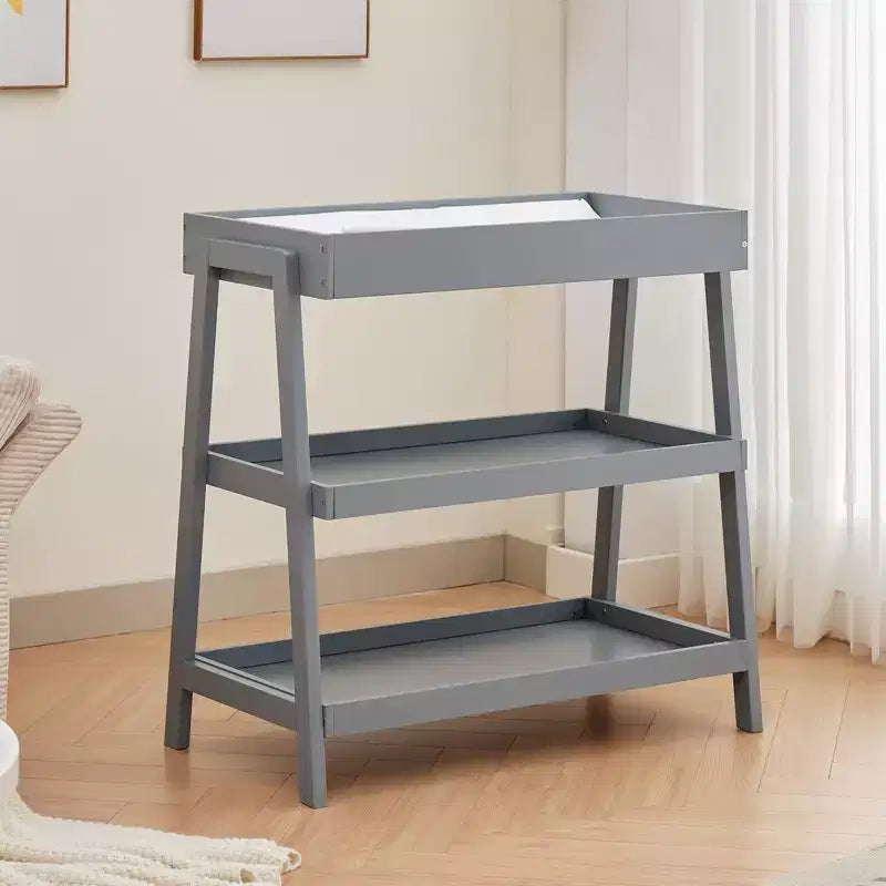 Baby Changing Station, Diaper Changing Table with Waterproof Pad, Modern Portable Infant Diaper Station with 2 Storage Shelves