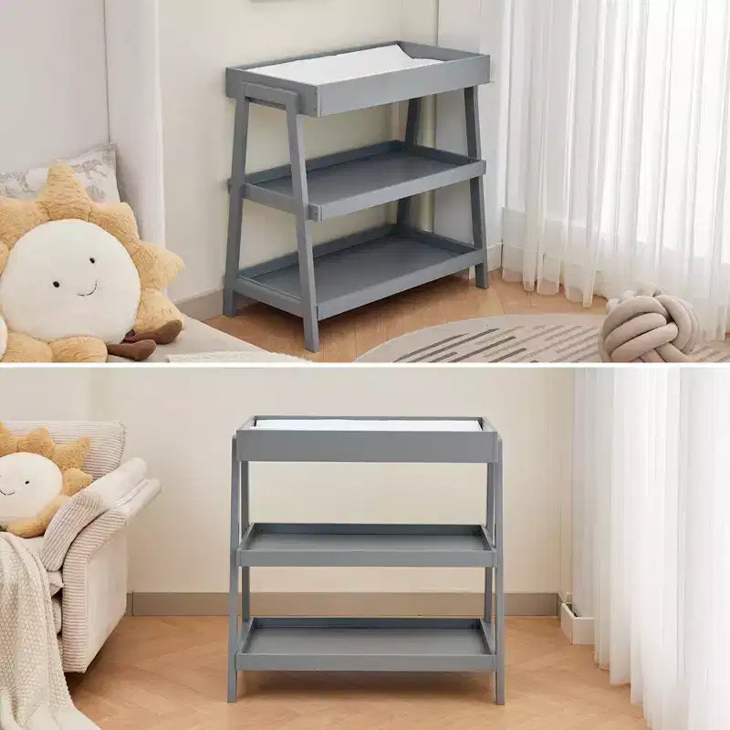 Baby Changing Station, Diaper Changing Table with Waterproof Pad, Modern Portable Infant Diaper Station with 2 Storage Shelves