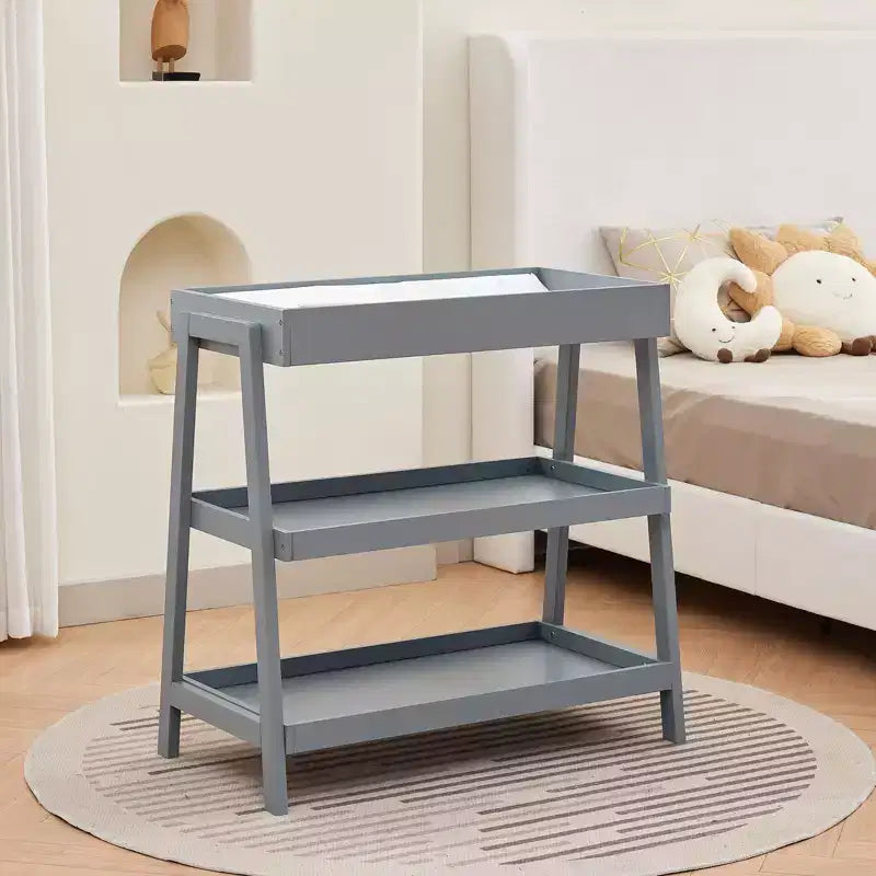 Baby Changing Station, Diaper Changing Table with Waterproof Pad, Modern Portable Infant Diaper Station with 2 Storage Shelves