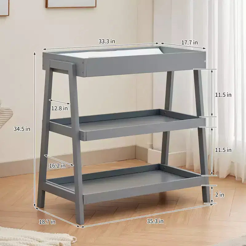 Baby Changing Station, Diaper Changing Table with Waterproof Pad, Modern Portable Infant Diaper Station with 2 Storage Shelves