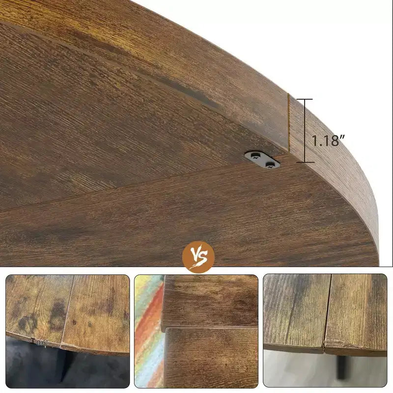 Industrial Round Dining Table,47 Inch Round Kitchen Table for 4,Dinner Table with Wooden Top and Metal Base for Dining Room,Living Room (47.2 in w