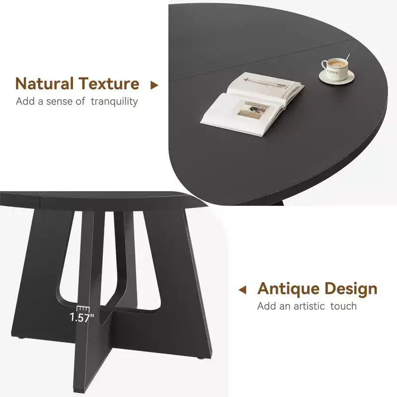 Industrial Round Dining Table,47 Inch Round Kitchen Table for 4,Dinner Table with Wooden Top and Metal Base for Dining Room,Living Room (47.2 in w