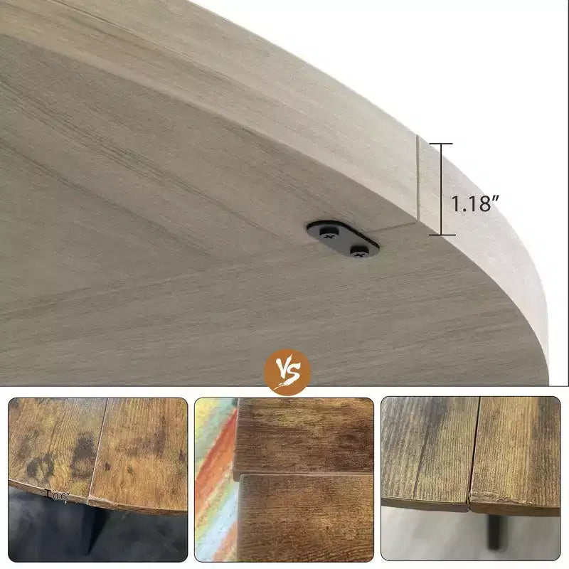 Industrial Round Dining Table,47 Inch Round Kitchen Table for 4,Dinner Table with Wooden Top and Metal Base for Dining Room,Living Room (47.2 in w