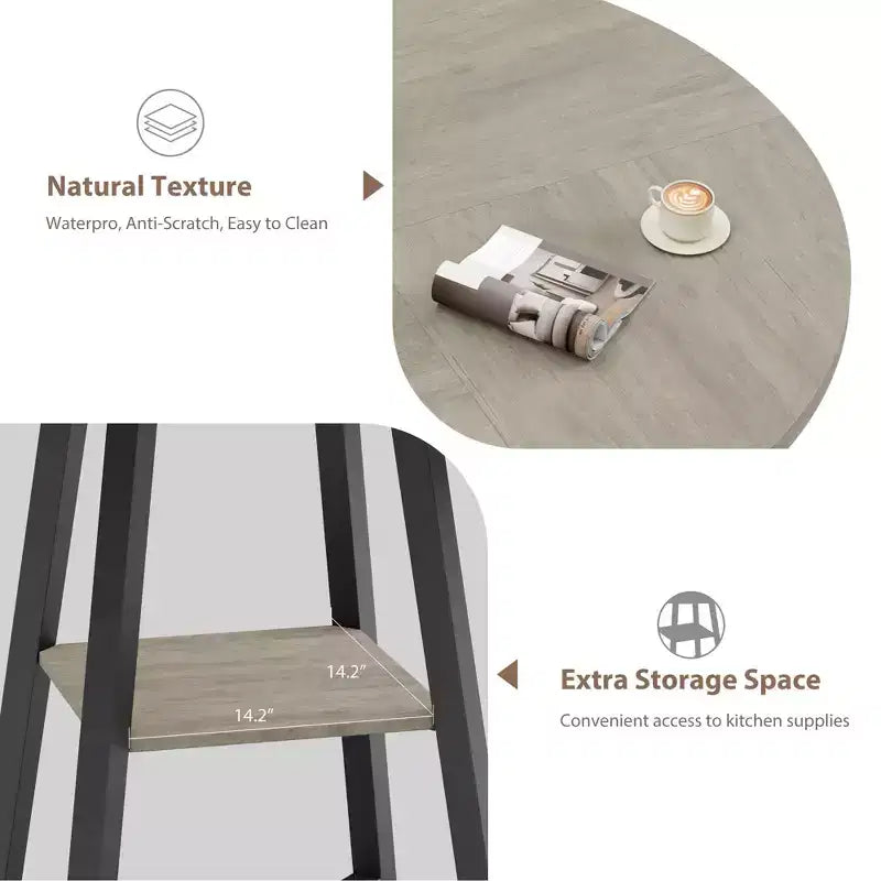 Industrial Round Dining Table,47 Inch Round Kitchen Table for 4,Dinner Table with Wooden Top and Metal Base for Dining Room,Living Room (47.2 in w