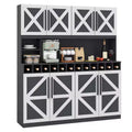Costway 63'' Wide Kitchen Buffet Hutch w/4 Cabinets 2 Open Shelves & 12-Bottle Wine Rack