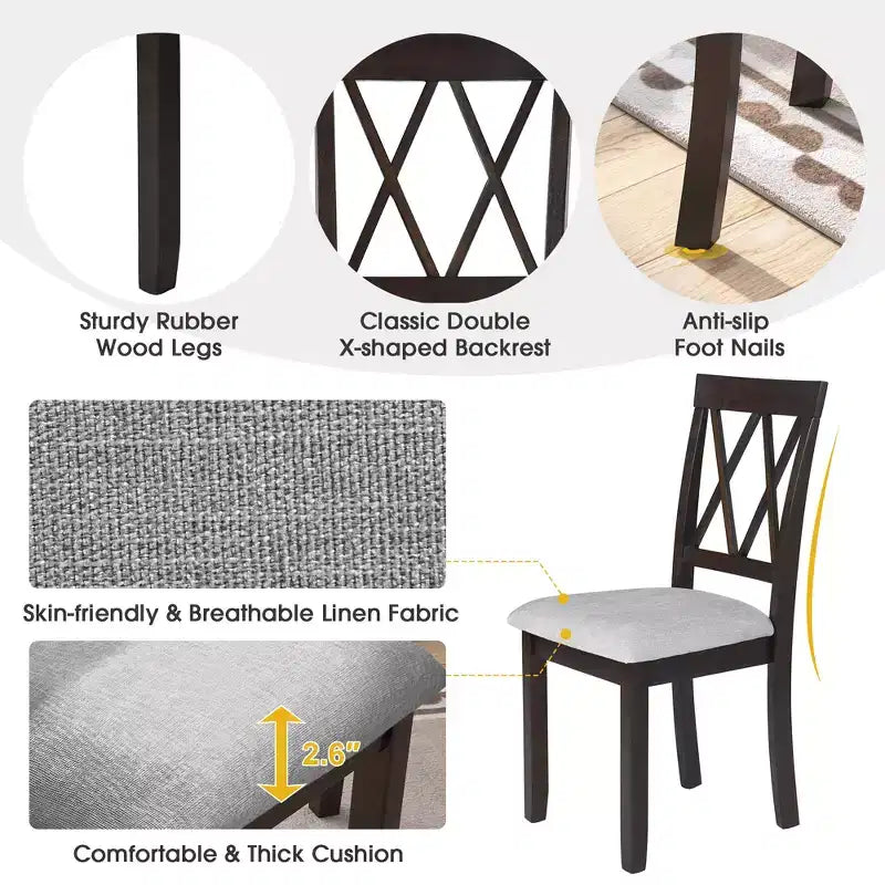 GDF Studio Archer Upholstered Dining Chairs with Solid Wood Legs and Padded Seat (Set of 2)