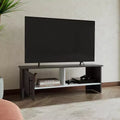 JVNOXK 47 Wide Tv Stand with One Door Cabinet and Open Shelf for Living Room, Entertainment Center Dark Walnut - White