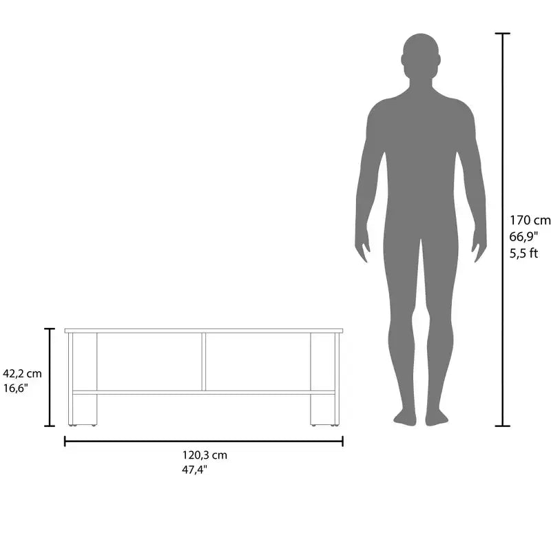 JVNOXK 47 Wide Tv Stand with One Door Cabinet and Open Shelf for Living Room, Entertainment Center Dark Walnut - White