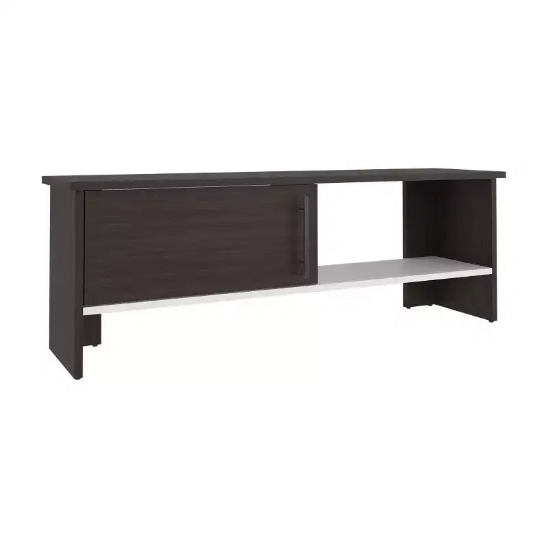 JVNOXK 47 Wide Tv Stand with One Door Cabinet and Open Shelf for Living Room, Entertainment Center Dark Walnut - White