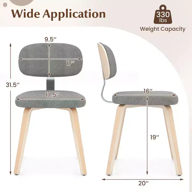 Costway Dining Chairs Set of 2 w/Curved Backrest Padded Seat for Dining Room Living Room