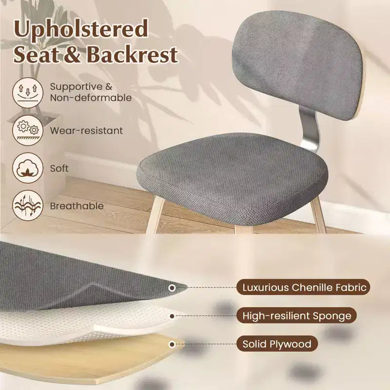Costway Dining Chairs Set of 2 w/Curved Backrest Padded Seat for Dining Room Living Room