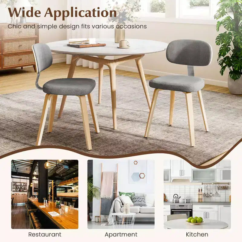 Costway Dining Chairs Set of 2 w/Curved Backrest Padded Seat for Dining Room Living Room