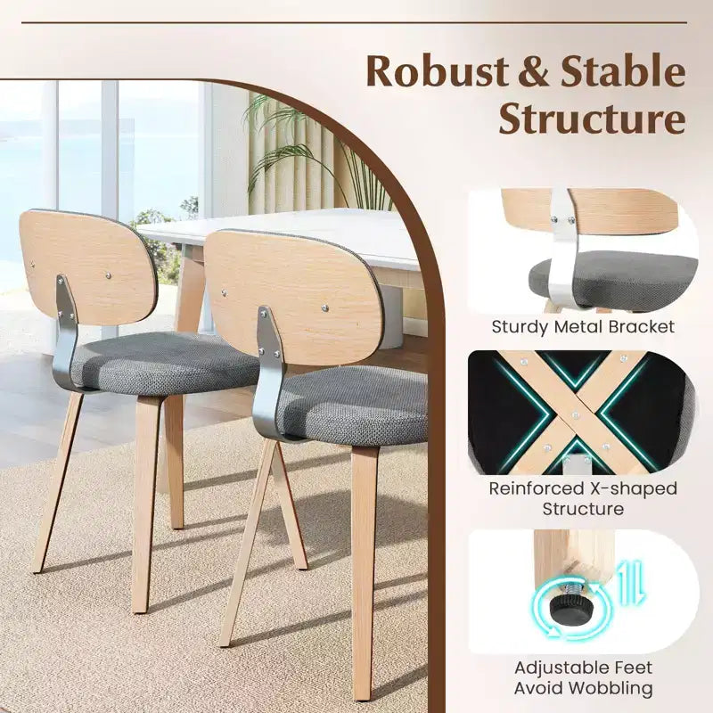 Costway Dining Chairs Set of 2 w/Curved Backrest Padded Seat for Dining Room Living Room