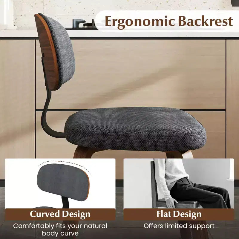 Costway Dining Chairs Set of 2 w/Curved Backrest Padded Seat for Dining Room Living Room