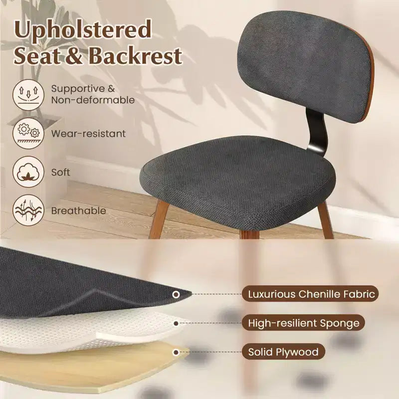 Costway Dining Chairs Set of 2 w/Curved Backrest Padded Seat for Dining Room Living Room
